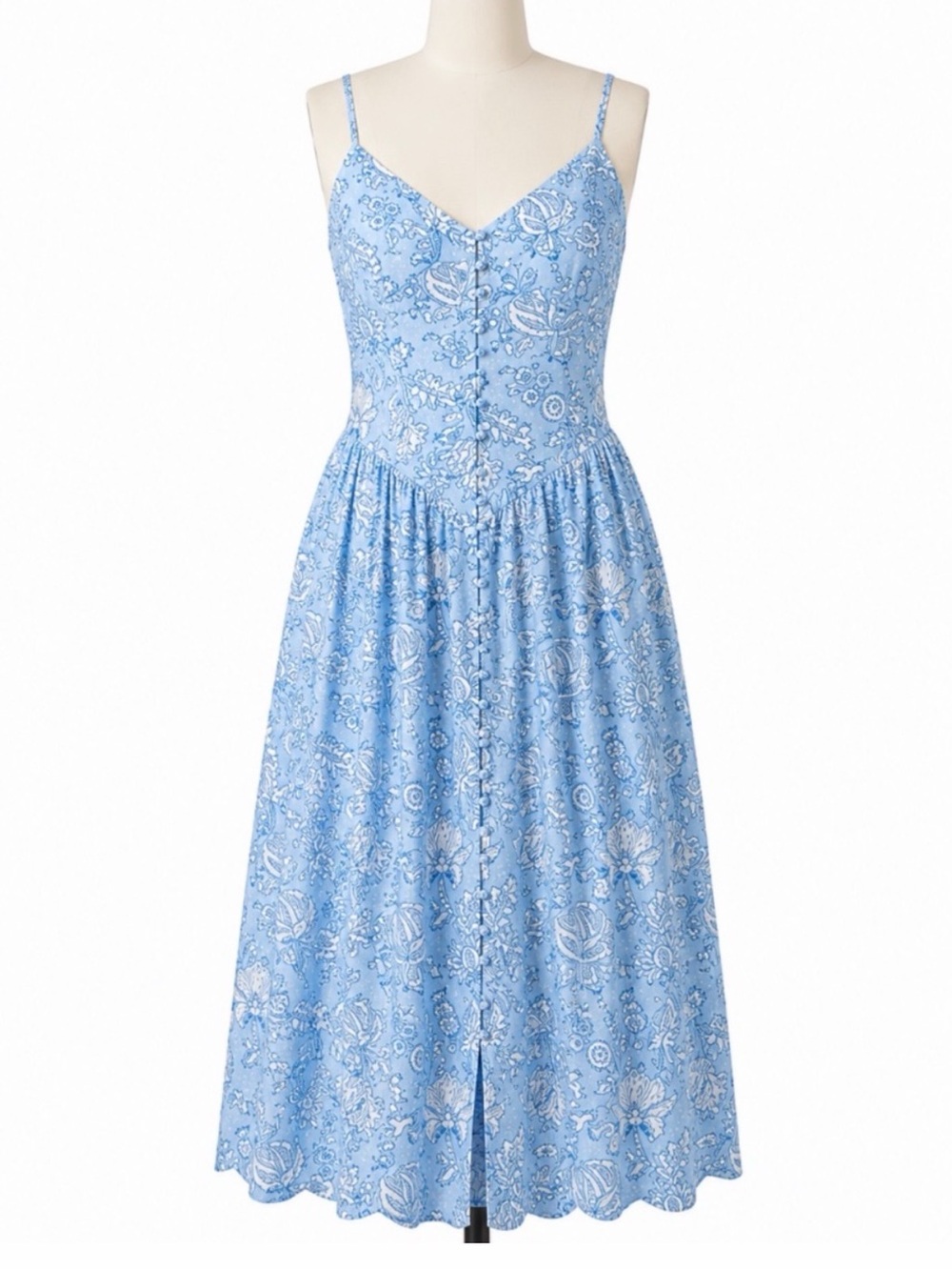 Roller Rabbit Target Light Blue Floral Vines Drop Waist Sundress Pockets Medium